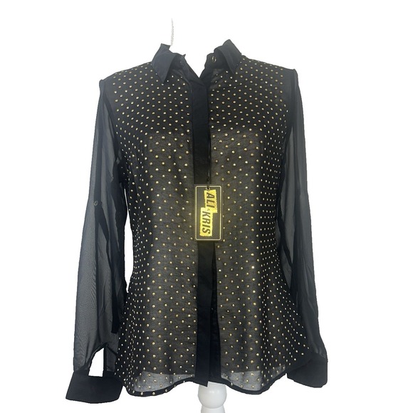 Ali & Kris Tops - Vintage New with Tags Renaissance Festival Y2k black sheer gold accents Sz M